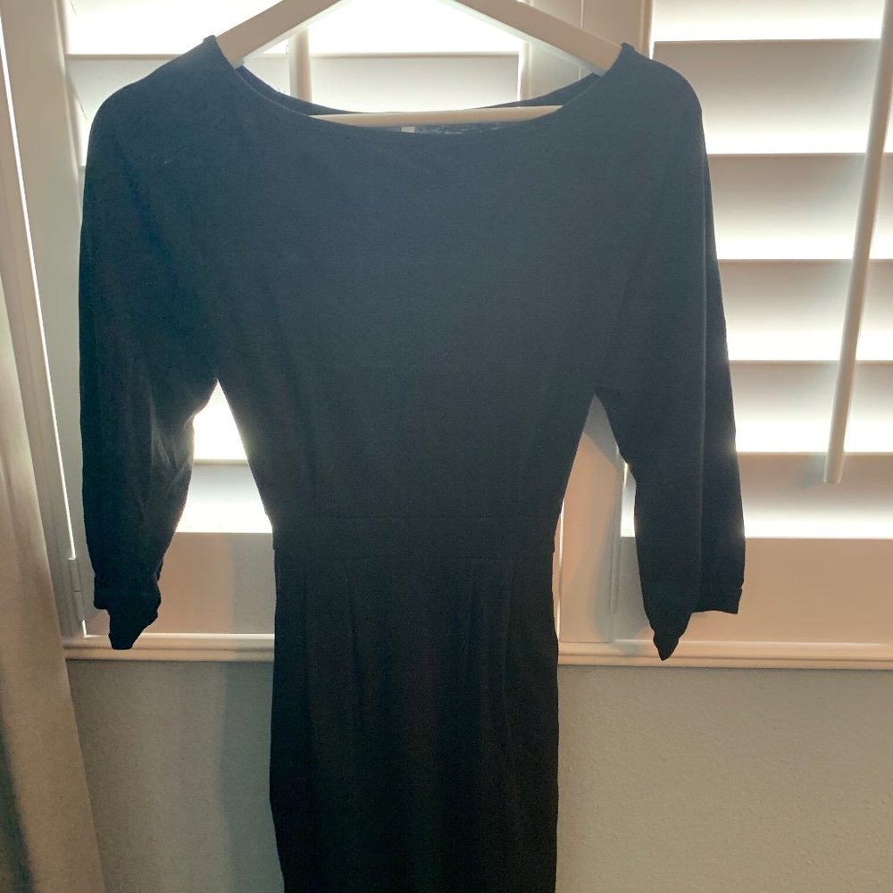 Black Midi Tie Dress